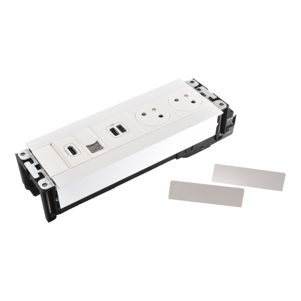 Multilink incara horizontal mobilier 2x2p+t + usb a+c +rj45 + hdmi - blanc