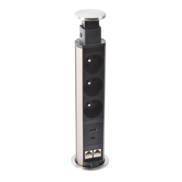 Tower 60 incara Ø60mm 3 prises 2p+t + 2 prises rj45 + 1 chargeur usb a+c