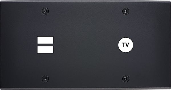 Façade confidence laiton noir mat double horizontale ouverture pour chargeur double usb 1 tv à vis