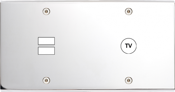Façade confidence laiton chrome double horizontale ouverture pour chargeur double usb 1 tv à vis