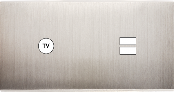 Façade confidence laiton nickel satiné double horizontale 1 tv ouverture pour chargeur double usb 