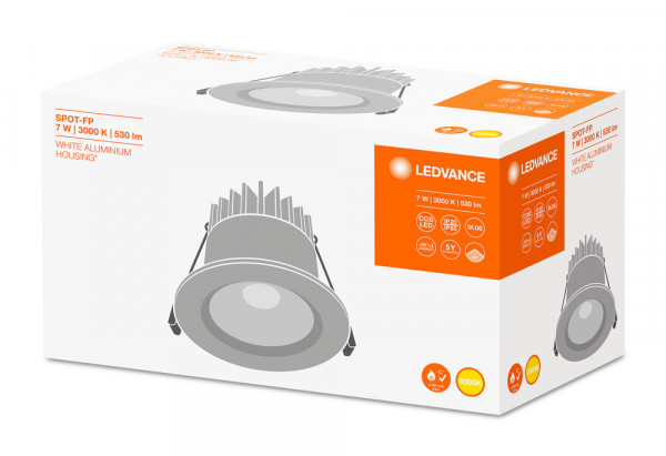 Ldv spot fp led fixe 7w/3000k 530lm 230v ip65 ledvance