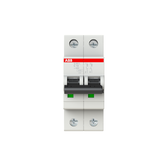 Disjoncteur s202l 2p 10a courbe c raccordement à vis - 6ka (2modules)