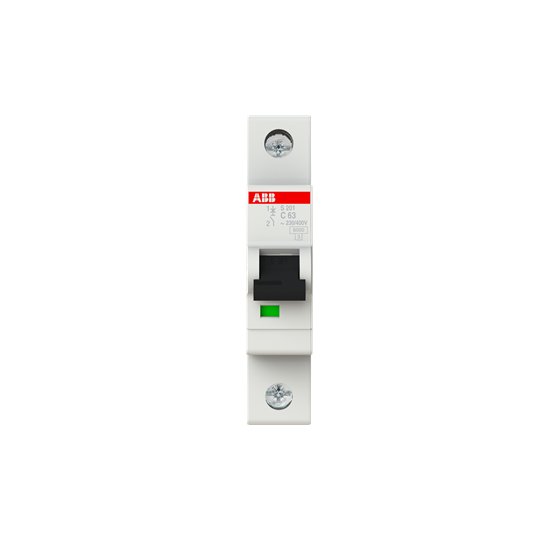 Disjoncteur s201 1p 63a courbe c raccordement à vis - 10ka (1module)