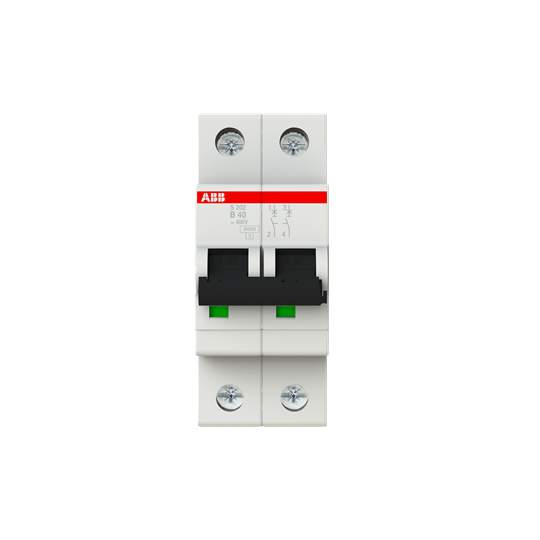 Disjoncteur s202 2p 40a courbe b raccordement à vis - 10ka (2modules)