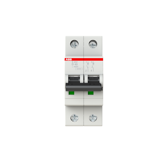 Disjoncteur s202 2p 40a courbe d raccordement à vis - 10ka (2modules)