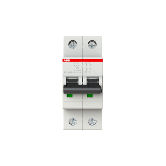 Disjoncteur s202 2p 4a courbe k raccordement à vis - 10ka (2modules)