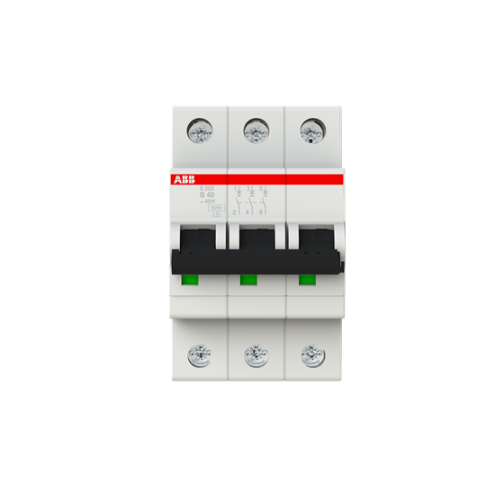 Disjoncteur s203 3p 40a courbe b raccordement à vis - 10ka (3modules)