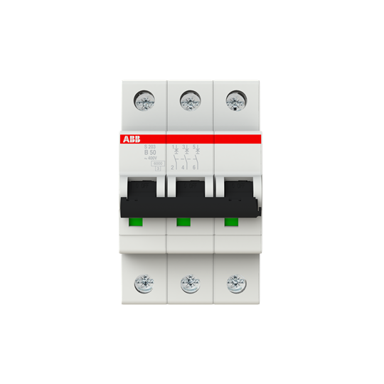 Disjoncteur s203 3p 50a courbe b raccordement à vis - 10ka (3modules)