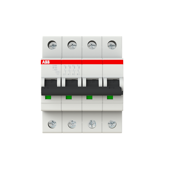 Disjoncteur s204 4p 63a courbe b raccordement à vis - 10ka (4modules)