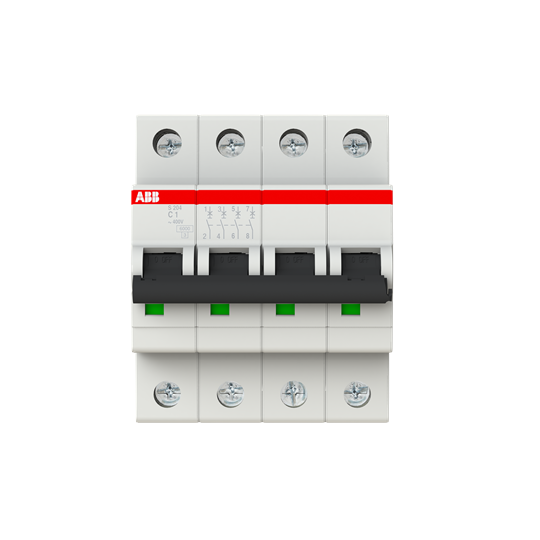 Disjoncteur s204 4p 1a courbe c raccordement à vis - 10ka (4modules)