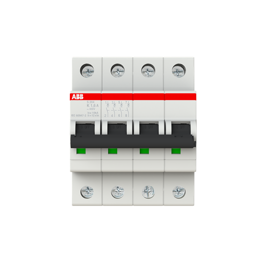 Disjoncteur s204 4p 1.6a courbe k raccordement a vis - 10ka (4modules)