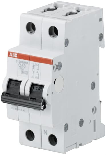 Disjoncteur s201mna 1p+n (droite) 16a courbe b - 15ka (2 modules)