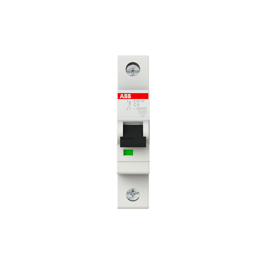 Disjoncteur s201m 1p 6a courbe c raccordement à vis - 15ka (1module)