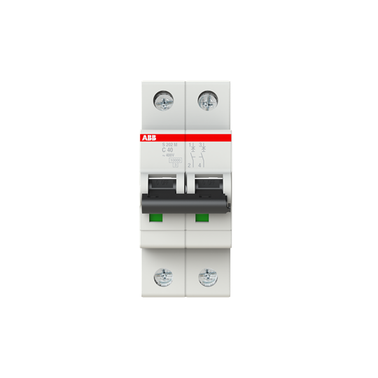 Disjoncteur s202m 2p 40a courbe c raccordement à vis - 15ka (2modules)