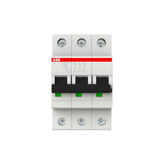 Disjoncteur s203m 3p 32a courbe c raccordement à vis - 15ka (3modules)