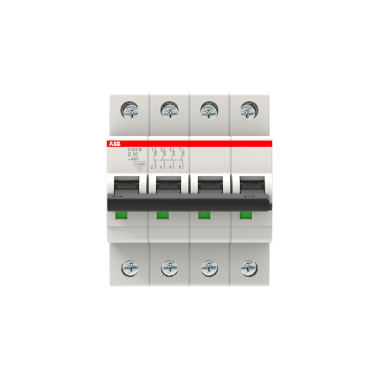 Disjoncteur s204m 4p 10a courbe b raccordement à vis - 15ka (4modules)