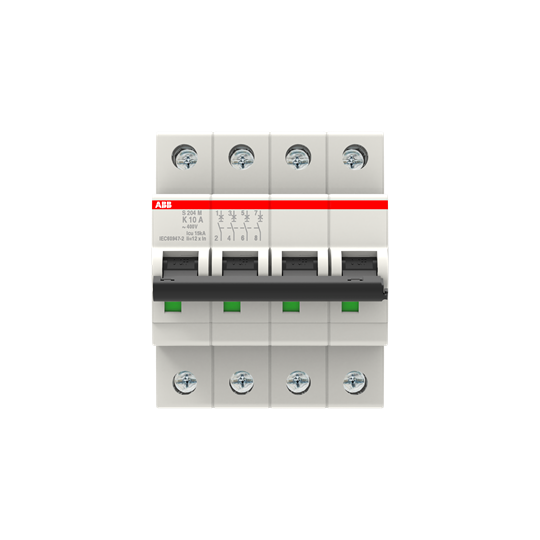 Disjoncteur s204m 4p 10a courbe k raccordement à vis - 15ka (4modules)