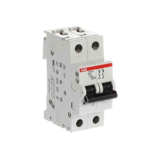 Disjoncteur s202p 2p 6a courbe b raccordement à vis - 25ka (2modules)