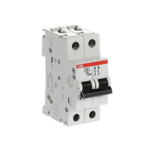 Disjoncteur s202p 2p 63a courbe k raccordement à vis - 15ka (2modules)