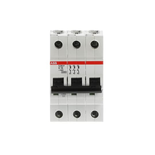 Disjoncteur s203p 3p 10a courbe c raccordement à vis - 25ka (3modules)