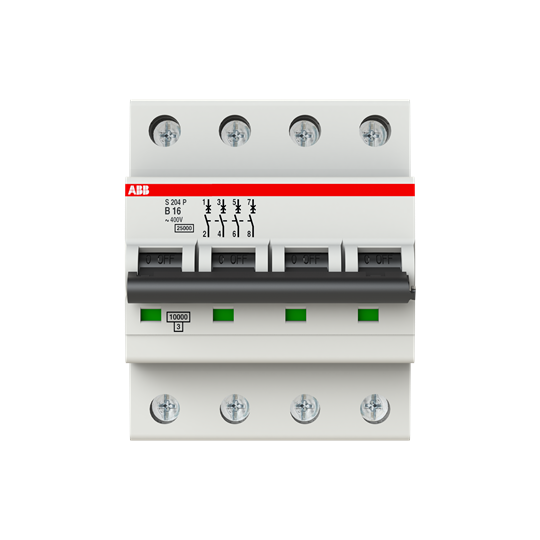 Disjoncteur s204p 4p 16a courbe b raccordement à vis - 25ka (4modules)