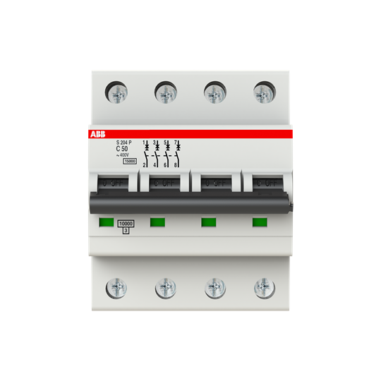 Disjoncteur s204p 4p 50a courbe c raccordement à vis - 15ka (4modules)