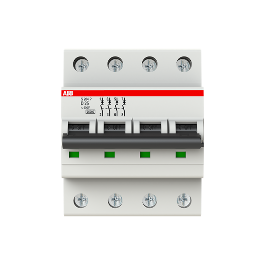 Disjoncteur s204p 4p 25a courbe d raccordement à vis - 25ka (4modules)