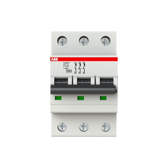 Disjoncteur s203p 3p 2a courbe z raccordement à vis - 25ka (3modules)