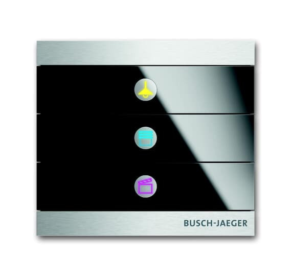 Commande 3 touches busch-prion verre noir