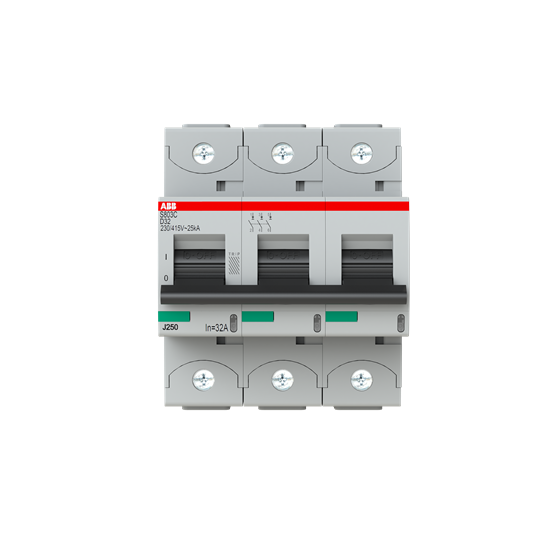 Disjoncteur s803c 3p 32a courbe d raccordement à vis - 25ka (4.5modules)