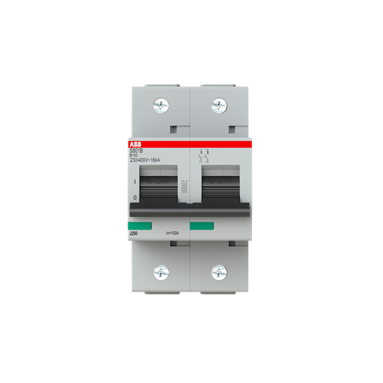 Disjoncteur s802b 2p 100a courbe b raccordement à vis - 16ka (3modules)