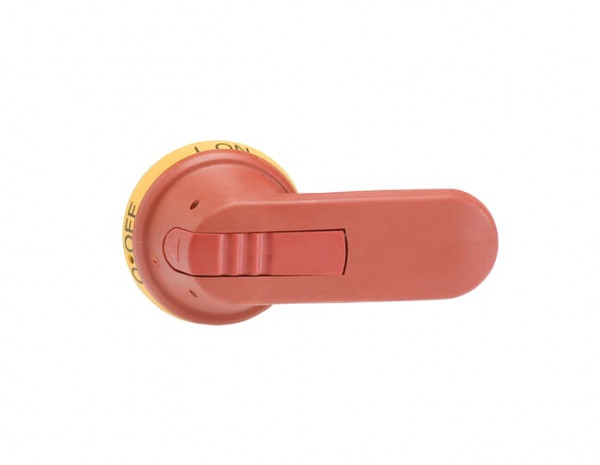 Poignée pistolet rouge/jaune 95mm pour axe 12mm