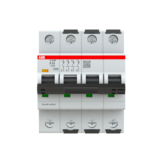 S300p-disjoncteur 4p-63a-courbe b-pdc 15000a-400vac 25ka-230vac 40ka-4 modules