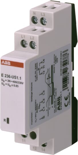 E236-us1.1 relais sous-tension 3ph/n 400 vac -seuil fixe 195v-1 contact inv.