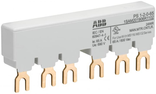 Peigne d'alimentation 65a max pour 2 ms116-ms/mo132 sans contact auxilliaire