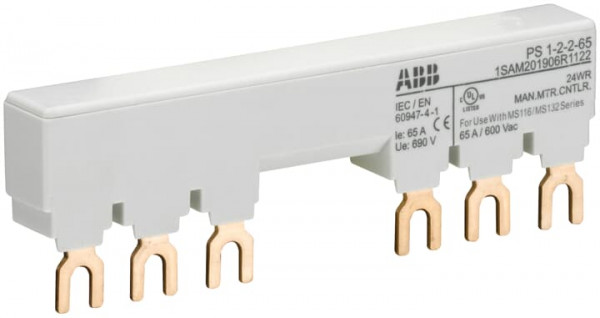 Peigne d'alimentation 65a max pour 2 ms116-ms/mo132 avec 2 contacts auxilliaires