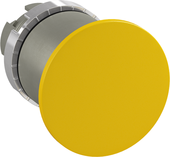 Bouton poussoir coup de poing 40mm jaune déverouillage traction