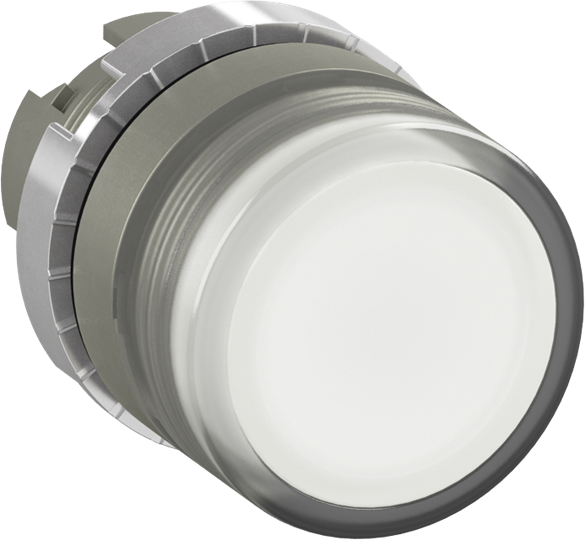 Bouton poussoir affleurant lumineux blanc (lentille plastique)