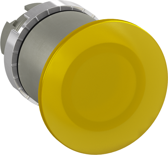 Bouton poussoir coup de poing 40mm jaune déverouillage traction lumineux