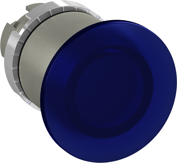 Bouton poussoir coup de poing 40mm bleu déverouillage traction lumineux