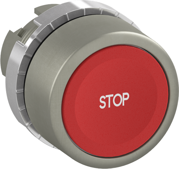 Bouton poussoir - non lumineux - affleurant - rouge - marquage stop