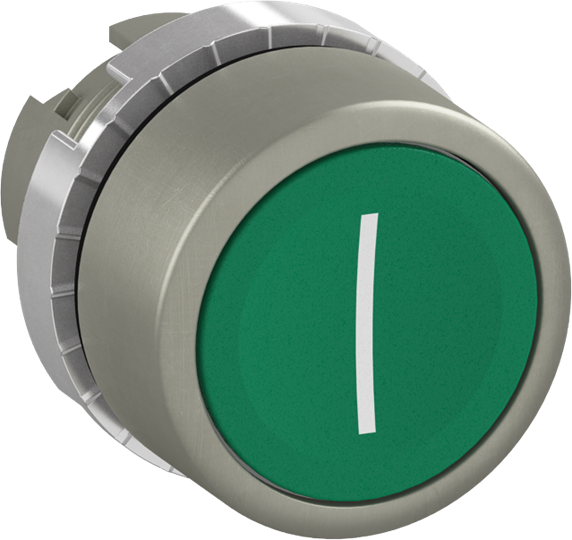 Bouton poussoir - non lumineux - affleurant - vert - marquage i