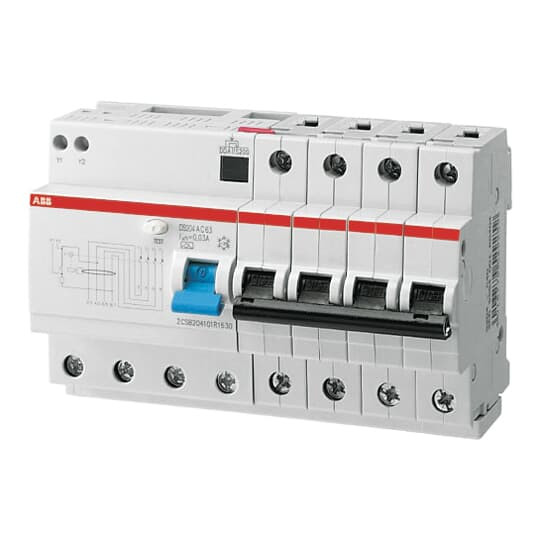 Ds204 disjoncteur différentiel–4p–50a–cbe c–10000a/15ka–30ma type ac– cont. aux.