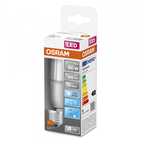 Led st ice stick 60 dép 8w 840 e27 806lm osram