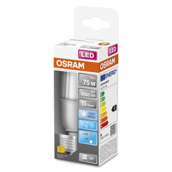 Led st ice stick 75 dép 9w 840 e27 1050lm osram