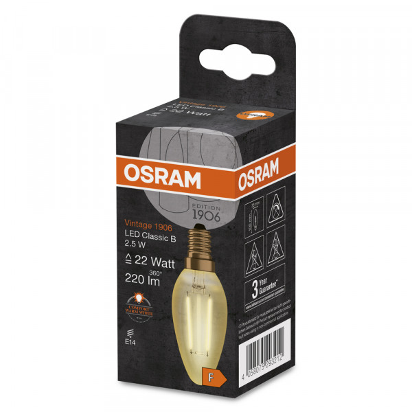 Osram led 1906 clb22 fil gold e14 2,5w 220lm