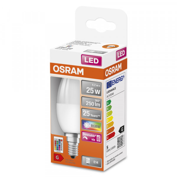 Osram led star+ rgbw clb25 dépolie 827 e14 4,2w télécommande ir