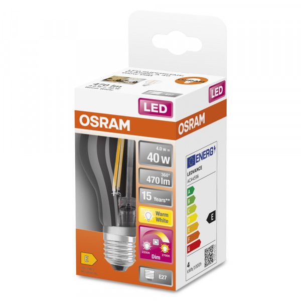 Led star+ cl a gldfil 40 glowdim  4,5w/827 e27