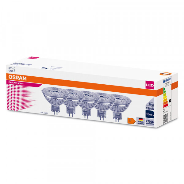 Osram led parathom mr16 20 827 gu5.3 36° 2,6w 230lm x5